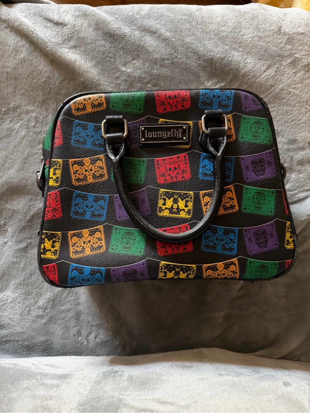 Loungefly Black Multicolor Calavera Satchel